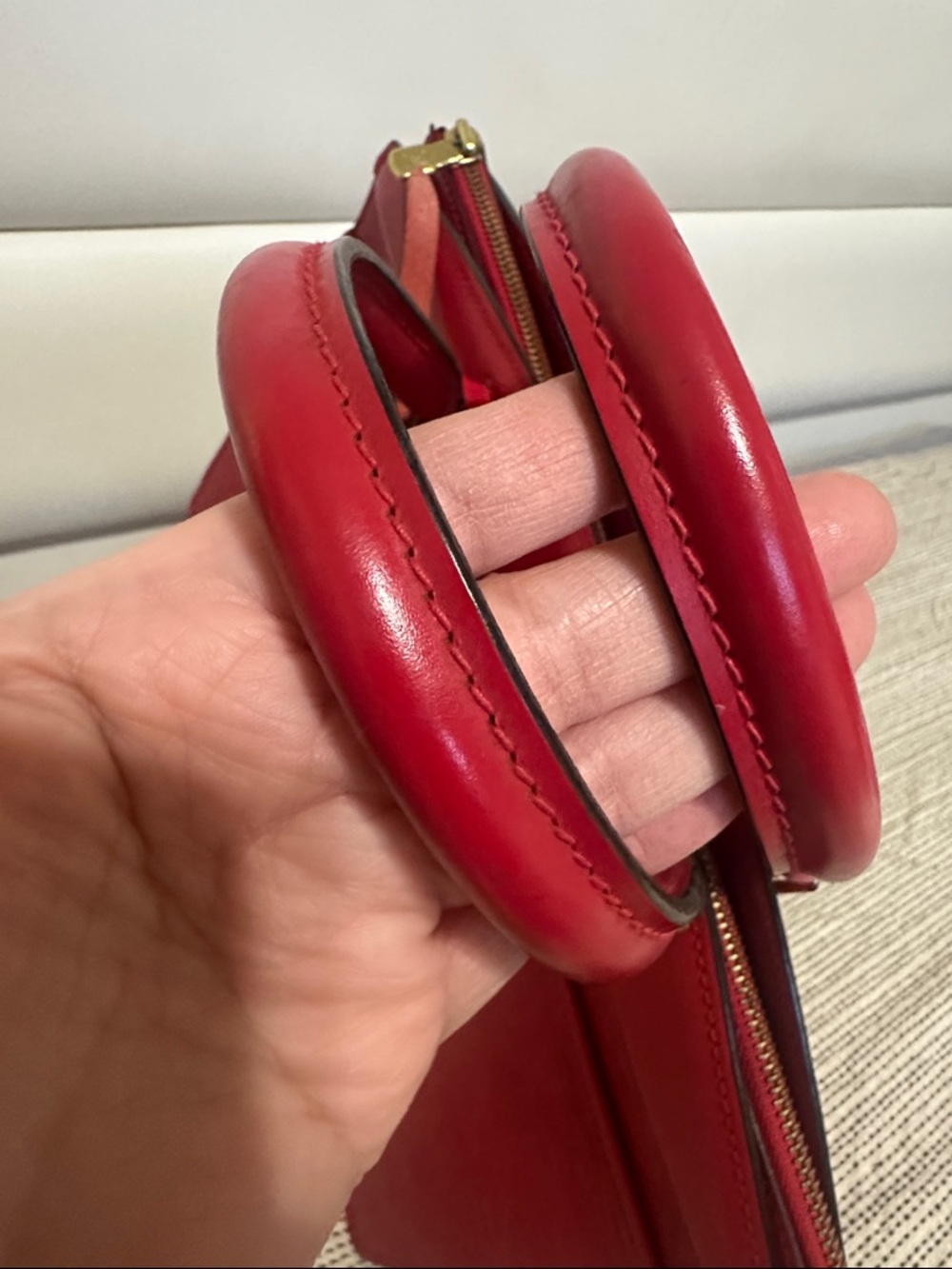 Louis Vuitton Riviera Red Structured Leather Top-Handle Women's Bag - Picture 11 of 16